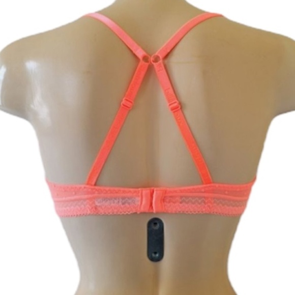 Billet Doux France bright coral mesh chevron print underwire bra 34 C - Picture 7 of 14